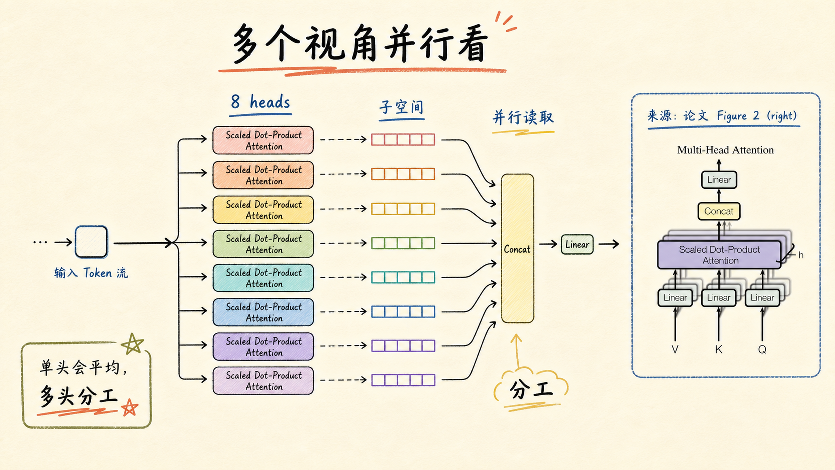 Multi-Head：多个视角并行看